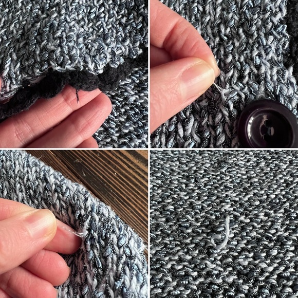 CLEO • petites knit ribbon blue cardigan textured cozy grandmacore cottagecore - Picture 14 of 16